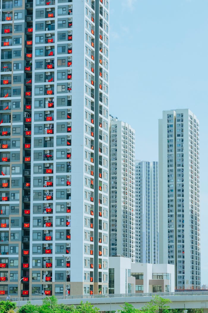 our-story High-rise apartment buildings in Hà Nội showcasing urban residential architecture.