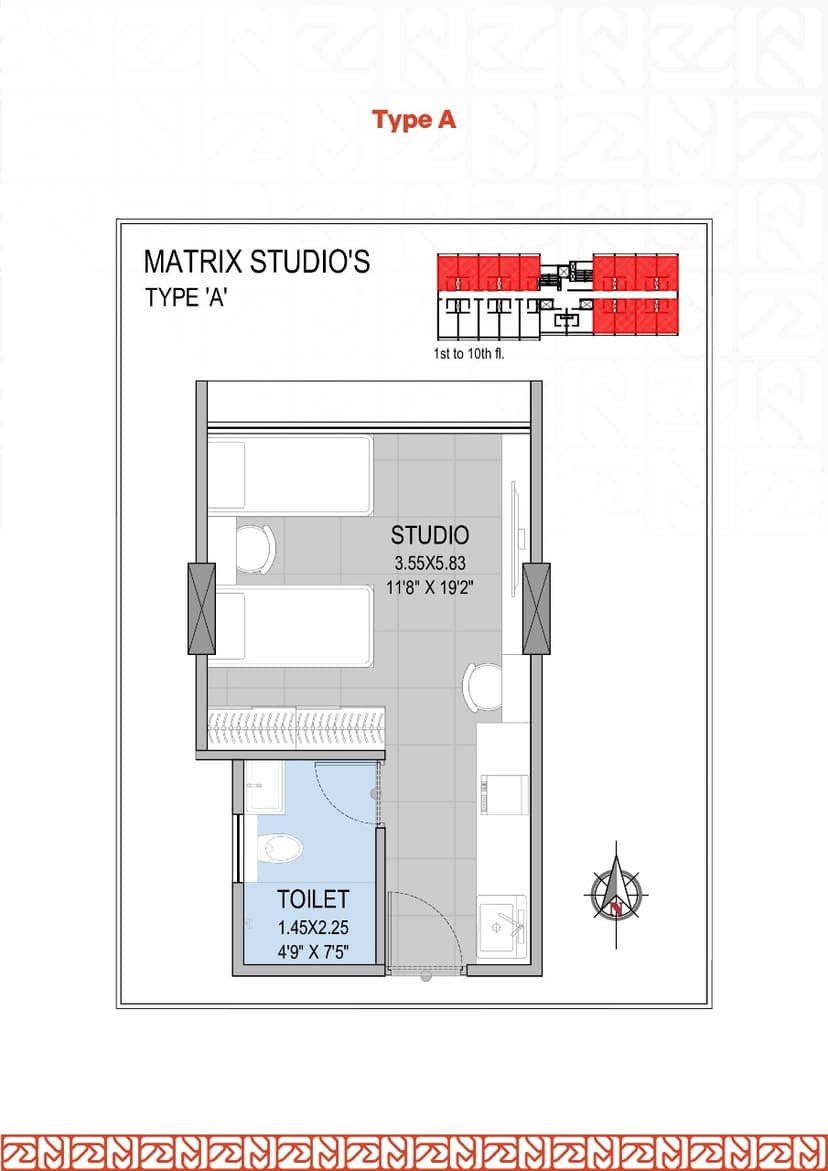 Matrix Studios Type A studio floor plan Koregaon Park