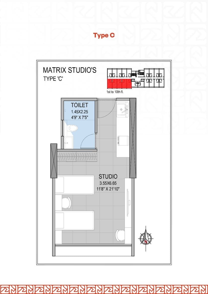Matrix Studios Type C studio flat plan Koregaon Park